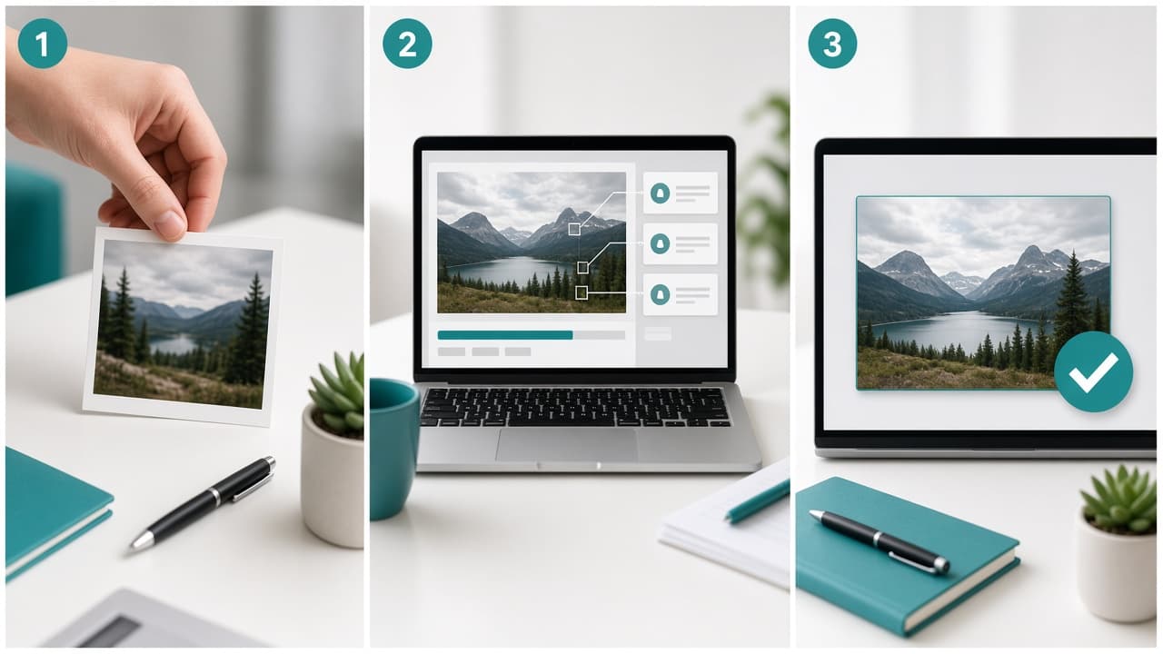 Workflow showing how to upload and verify a photo online